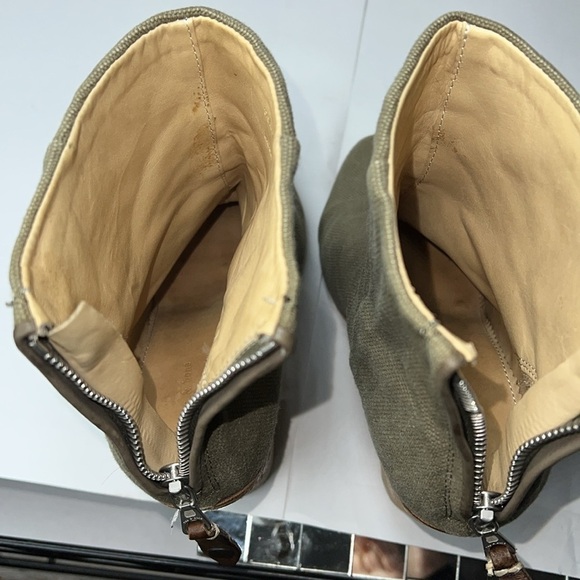 Rag & Bone Sz 7.5 Newbury Canvas Leather Lined Back Zip Low Heel Ankle Booties - Picture 8 of 11